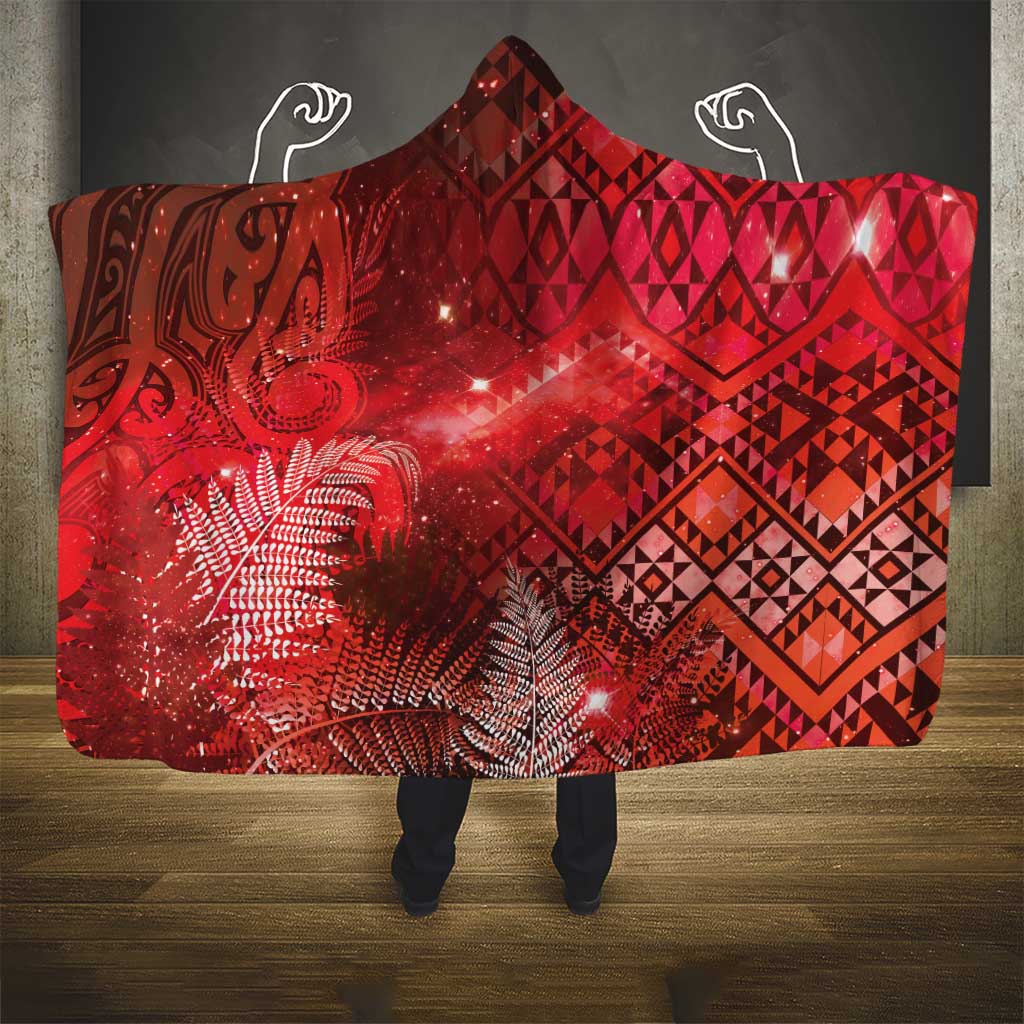 Aotearoa Taniko Matariki Hooded Blanket Cosmic Red LT7 - Polynesian Pride