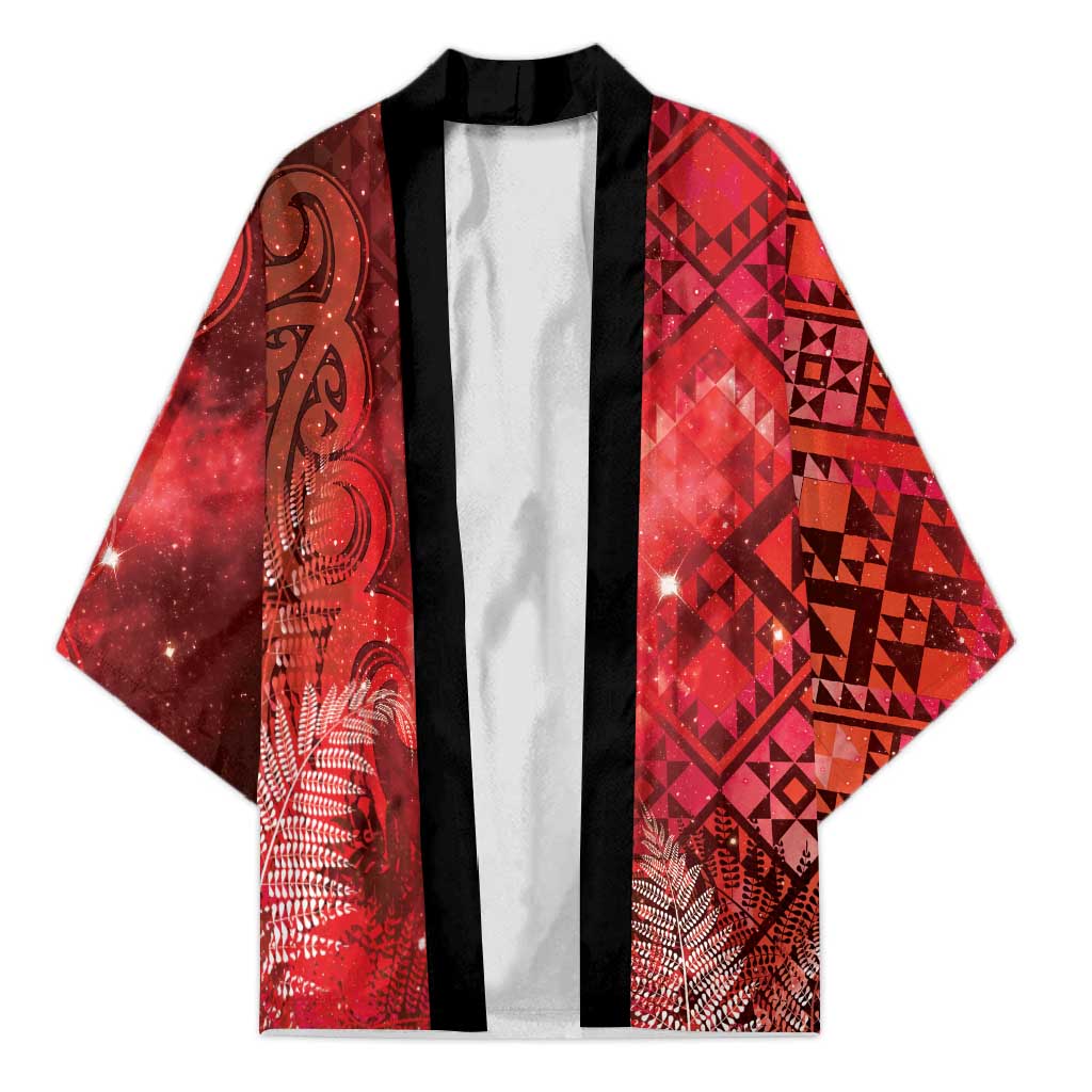 Aotearoa Taniko Matariki Kimono Cosmic Red