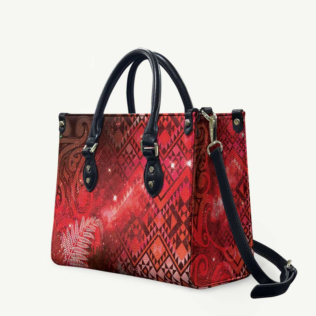 Aotearoa Taniko Matariki Leather Bag Cosmic Red LT7 Red - Polynesian Pride