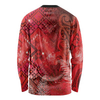 Aotearoa Taniko Matariki Long Sleeve Shirt Cosmic Red LT7 - Polynesian Pride