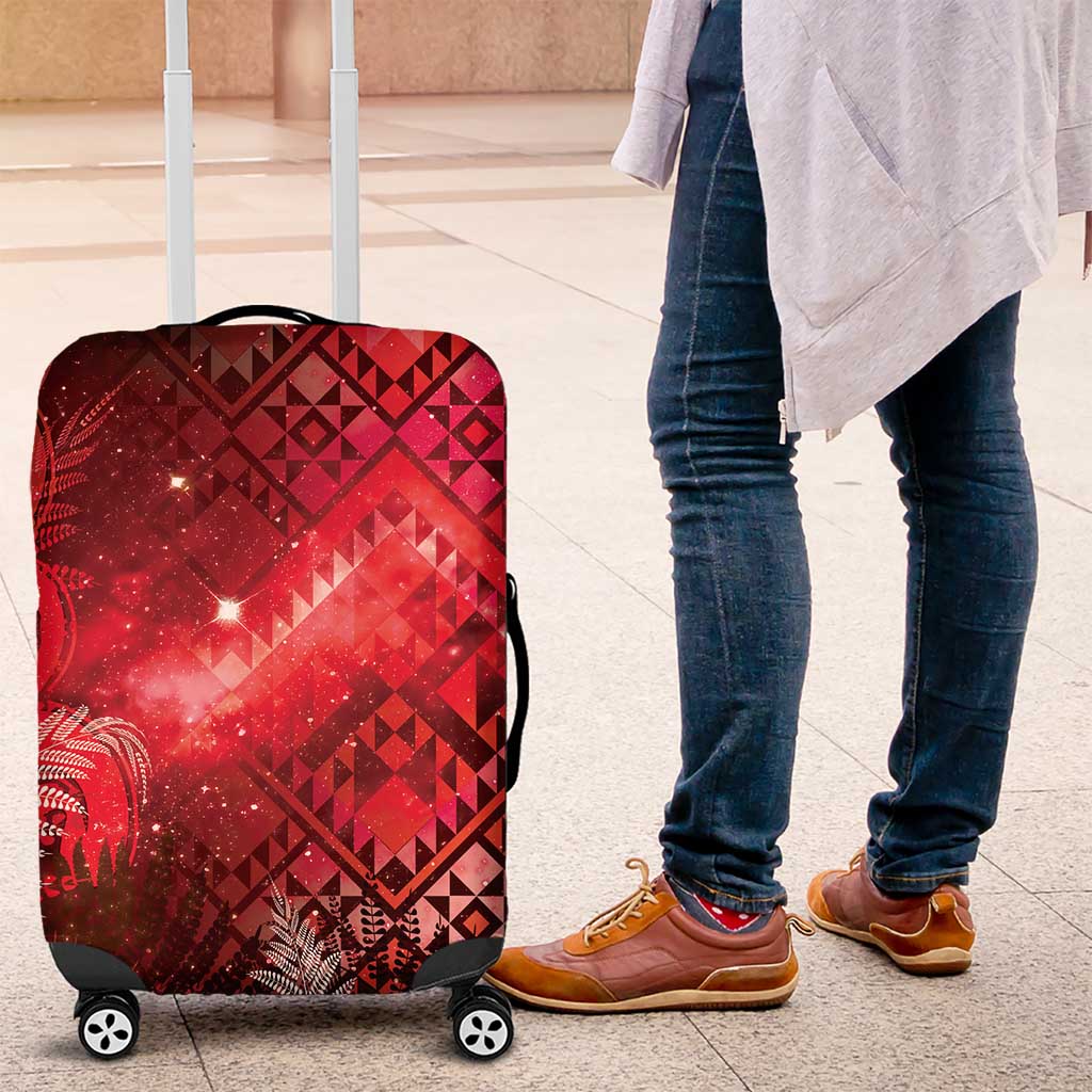 Aotearoa Taniko Matariki Luggage Cover Cosmic Red LT7 Red - Polynesian Pride