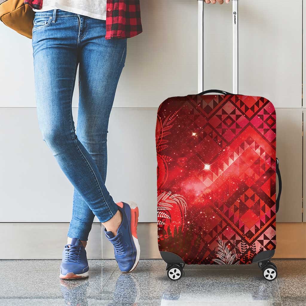 Aotearoa Taniko Matariki Luggage Cover Cosmic Red LT7 - Polynesian Pride