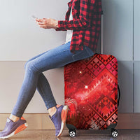 Aotearoa Taniko Matariki Luggage Cover Cosmic Red LT7 - Polynesian Pride