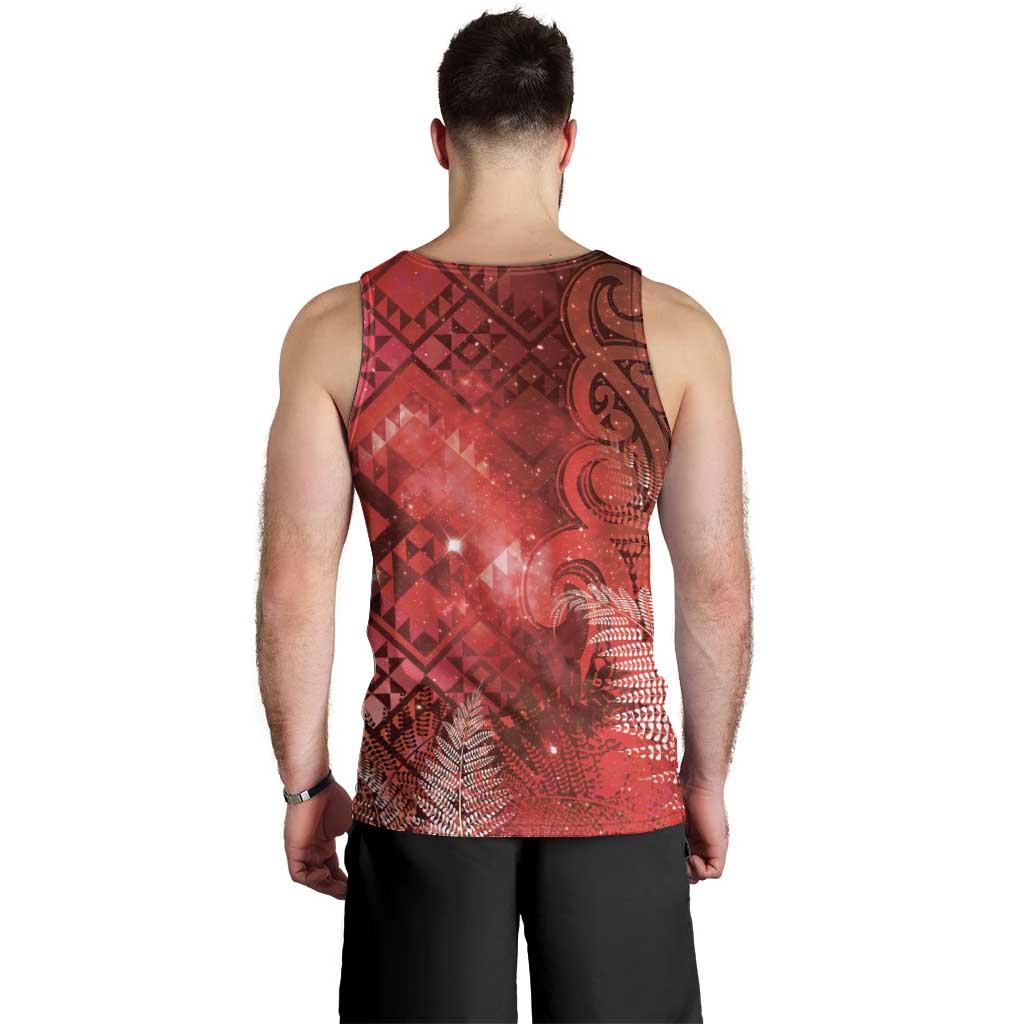 Aotearoa Taniko Matariki Men Tank Top Cosmic Red LT7 - Polynesian Pride