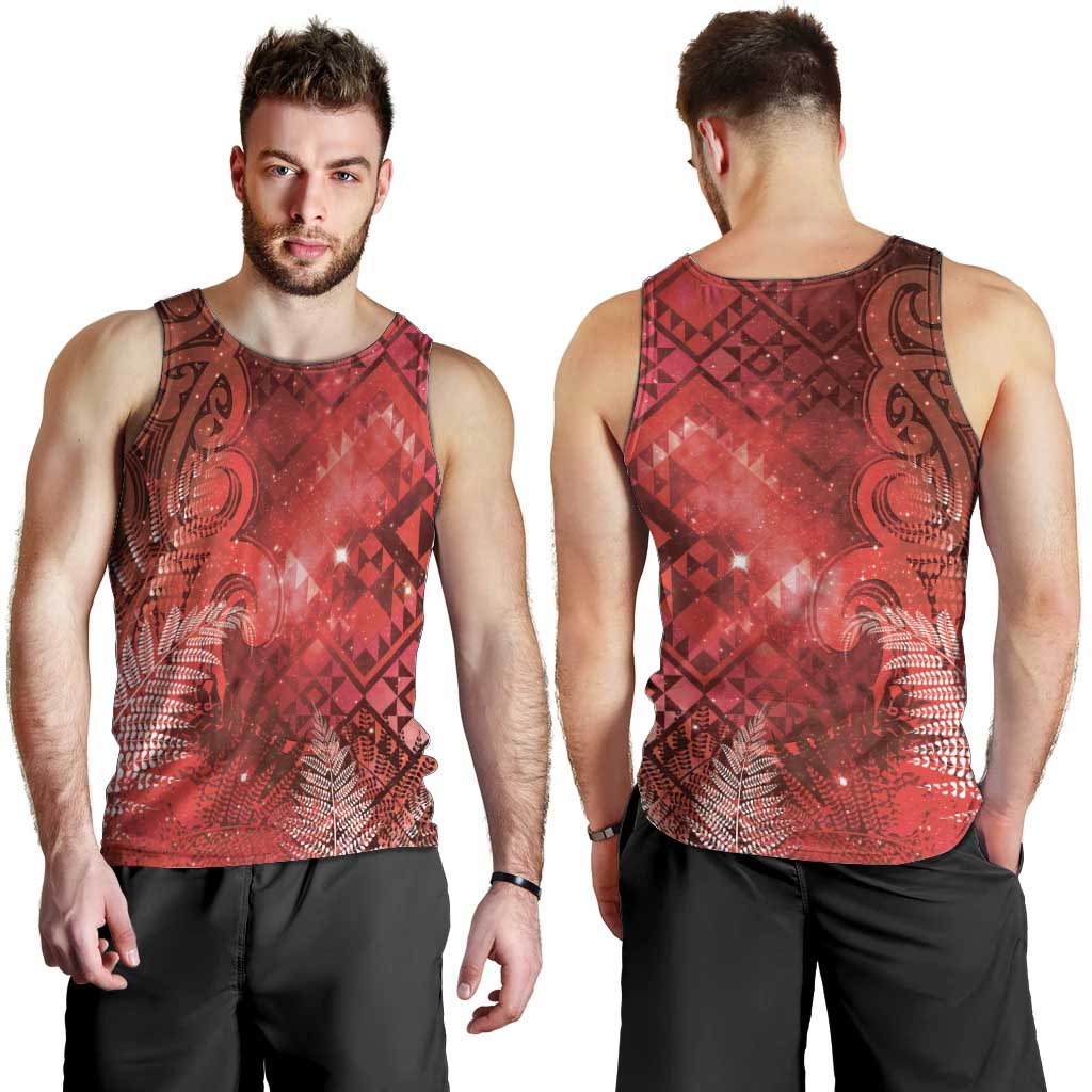 Aotearoa Taniko Matariki Men Tank Top Cosmic Red LT7 - Polynesian Pride