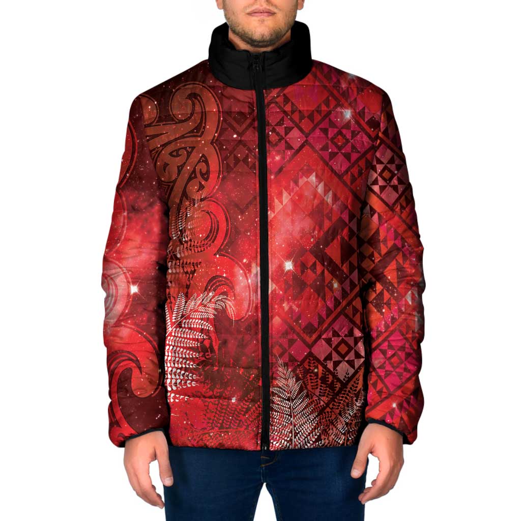 Aotearoa Taniko Matariki Padded Jacket Cosmic Red LT7 Men Red - Polynesian Pride