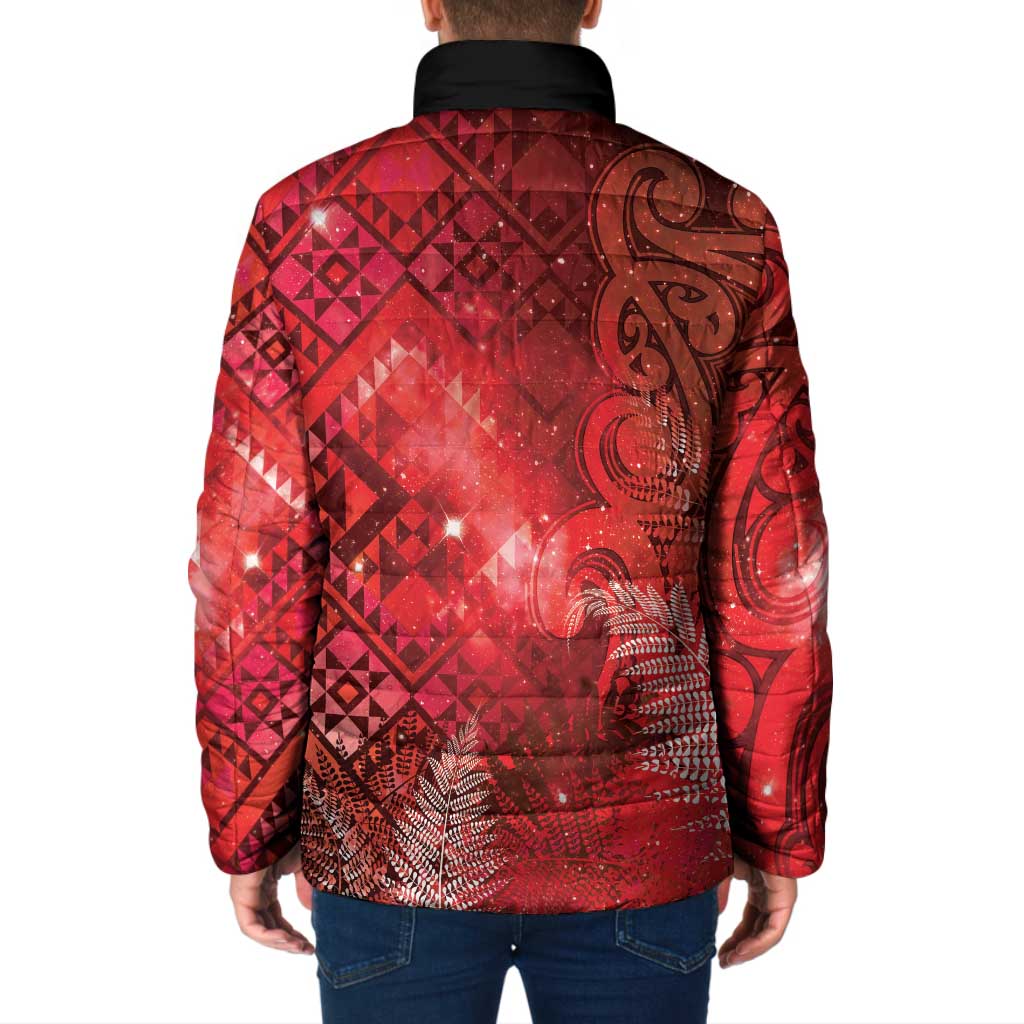 Aotearoa Taniko Matariki Padded Jacket Cosmic Red LT7 - Polynesian Pride