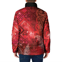 Aotearoa Taniko Matariki Padded Jacket Cosmic Red LT7 - Polynesian Pride