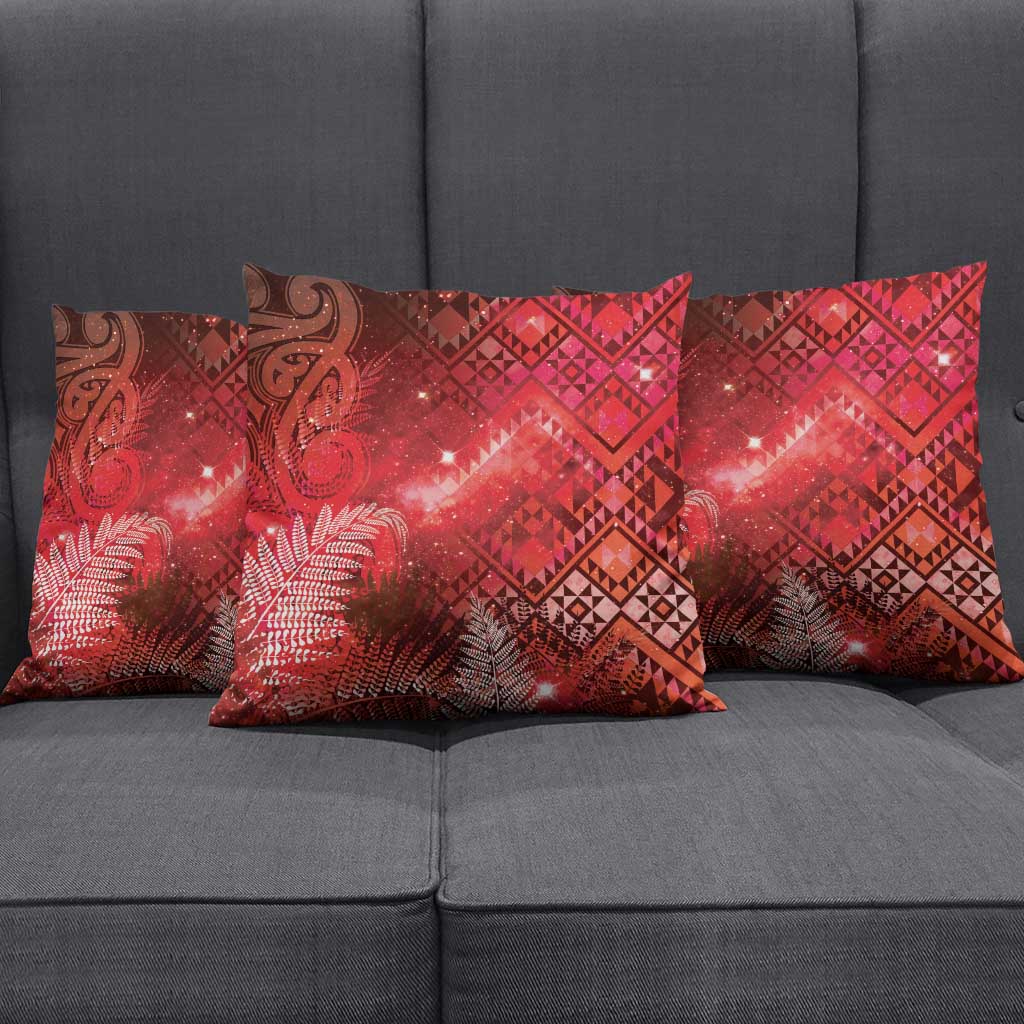 Aotearoa Taniko Matariki Pillow Cover Cosmic Red LT7 - Polynesian Pride