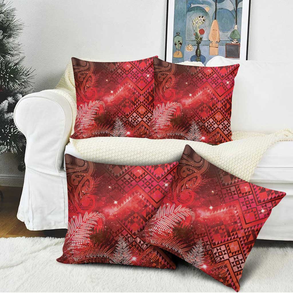 Aotearoa Taniko Matariki Pillow Cover Cosmic Red LT7 - Polynesian Pride
