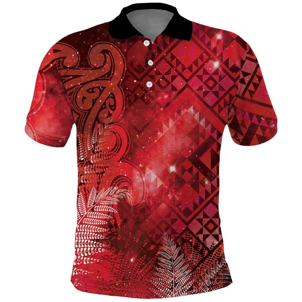 Aotearoa Taniko Matariki Polo Shirt Cosmic Red