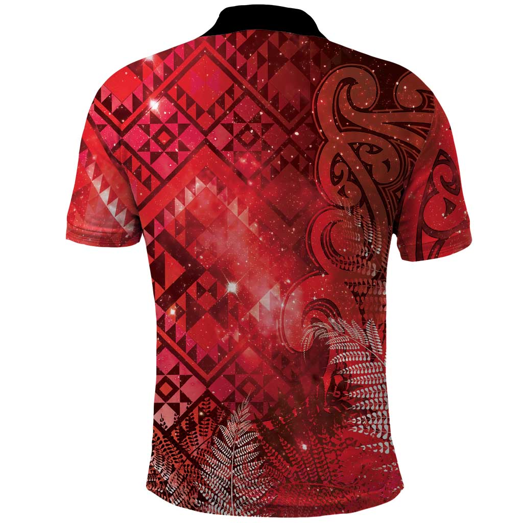 Aotearoa Taniko Matariki Polo Shirt Cosmic Red