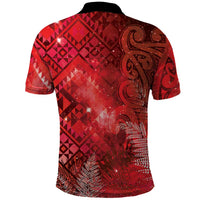 Aotearoa Taniko Matariki Polo Shirt Cosmic Red
