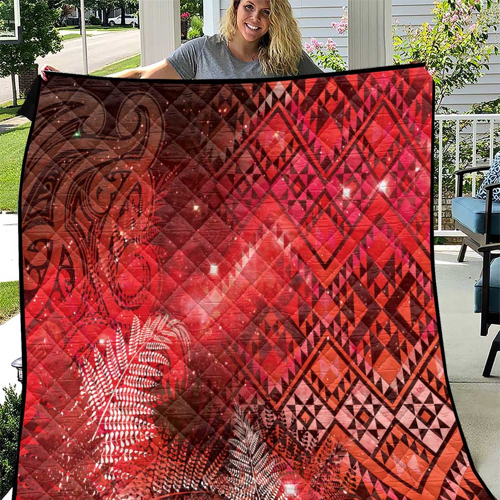 Aotearoa Taniko Matariki Quilt Cosmic Red