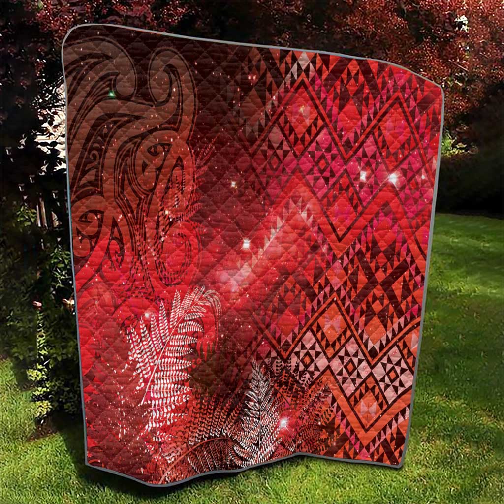 Aotearoa Taniko Matariki Quilt Cosmic Red