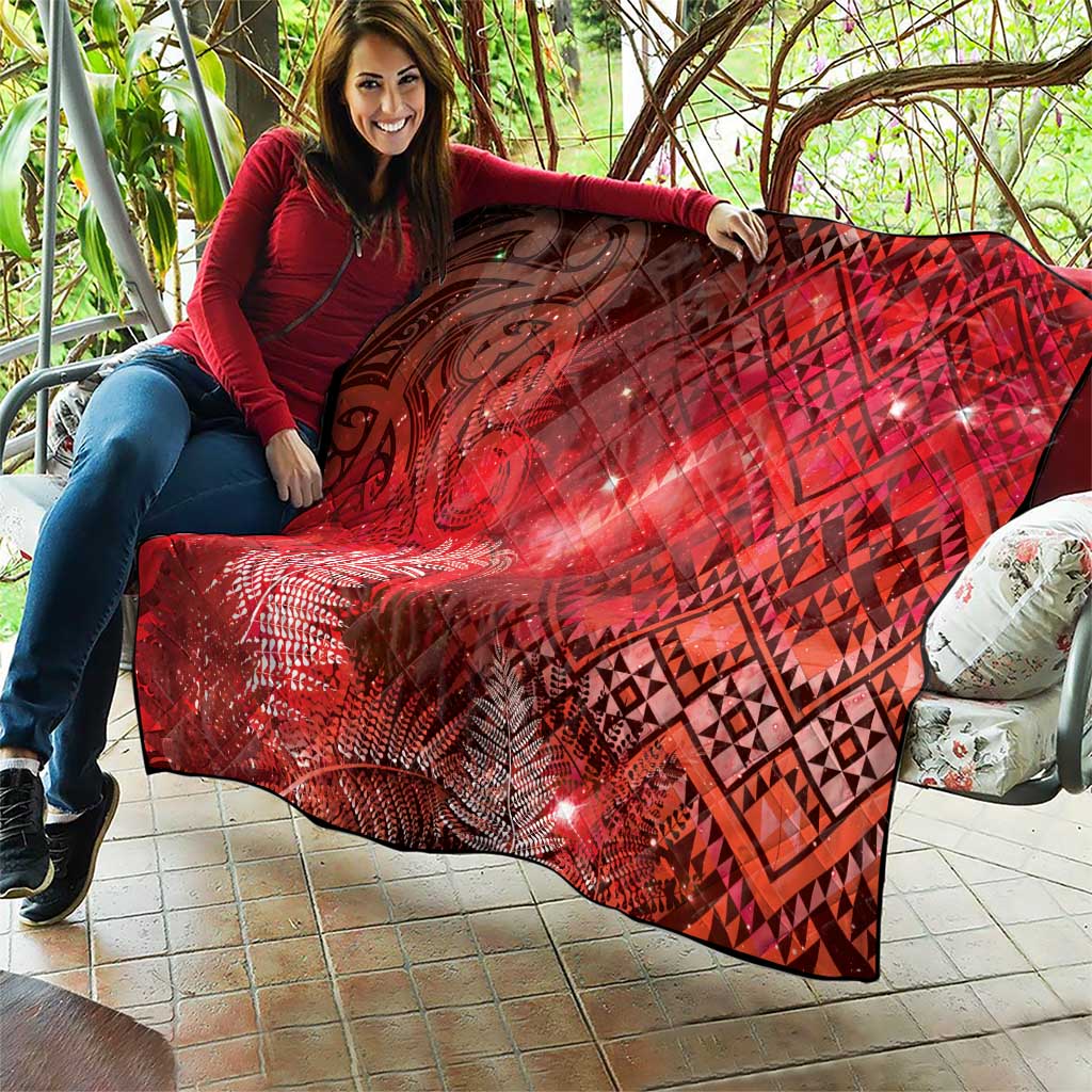 Aotearoa Taniko Matariki Quilt Cosmic Red