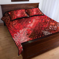 Aotearoa Taniko Matariki Quilt Bed Set Cosmic Red LT7 - Polynesian Pride