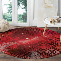 Aotearoa Taniko Matariki Round Carpet Cosmic Red LT7 - Polynesian Pride