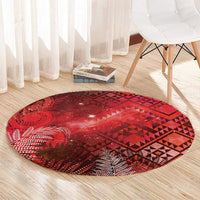 Aotearoa Taniko Matariki Round Carpet Cosmic Red LT7 - Polynesian Pride