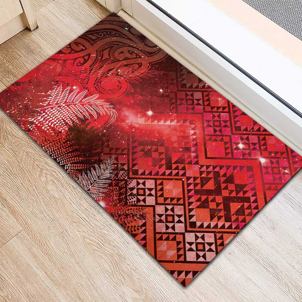 Aotearoa Taniko Matariki Rubber Doormat Cosmic Red LT7 - Polynesian Pride