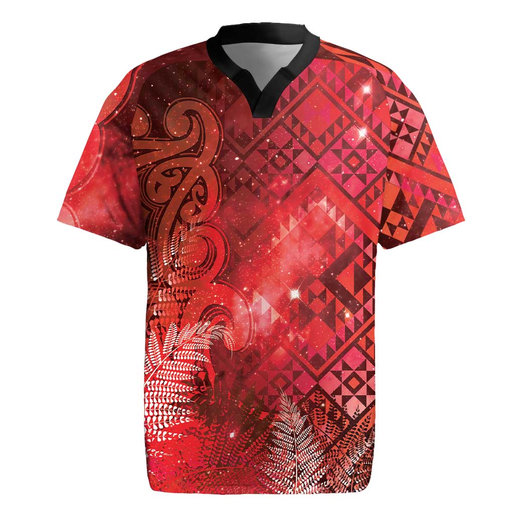 Aotearoa Taniko Matariki Rugby Jersey Cosmic Red LT7 Red - Polynesian Pride