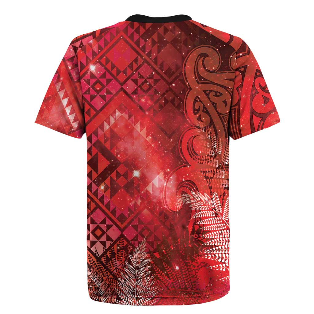 Aotearoa Taniko Matariki Rugby Jersey Cosmic Red LT7 - Polynesian Pride