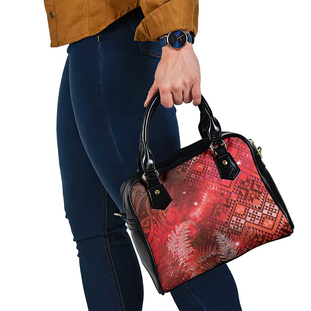 Aotearoa Taniko Matariki Shoulder Handbag Cosmic Red LT7 - Polynesian Pride