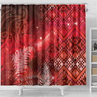 Aotearoa Taniko Matariki Shower Curtain Cosmic Red LT7 - Polynesian Pride