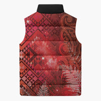 Aotearoa Taniko Matariki Sleeveless Puffer Jacket Cosmic Red LT7 - Polynesian Pride