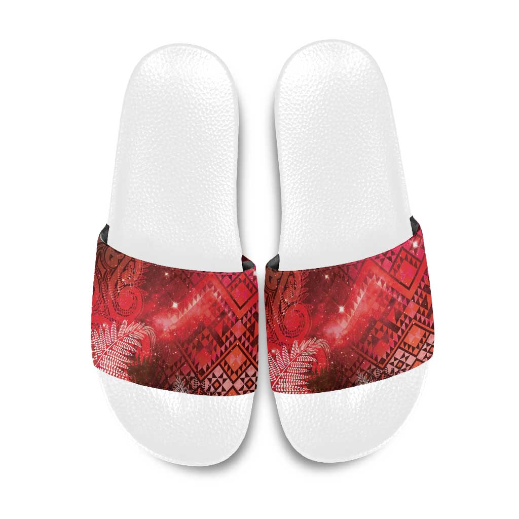 Aotearoa Taniko Matariki Slide Sandals Cosmic Red LT7 Red - Polynesian Pride
