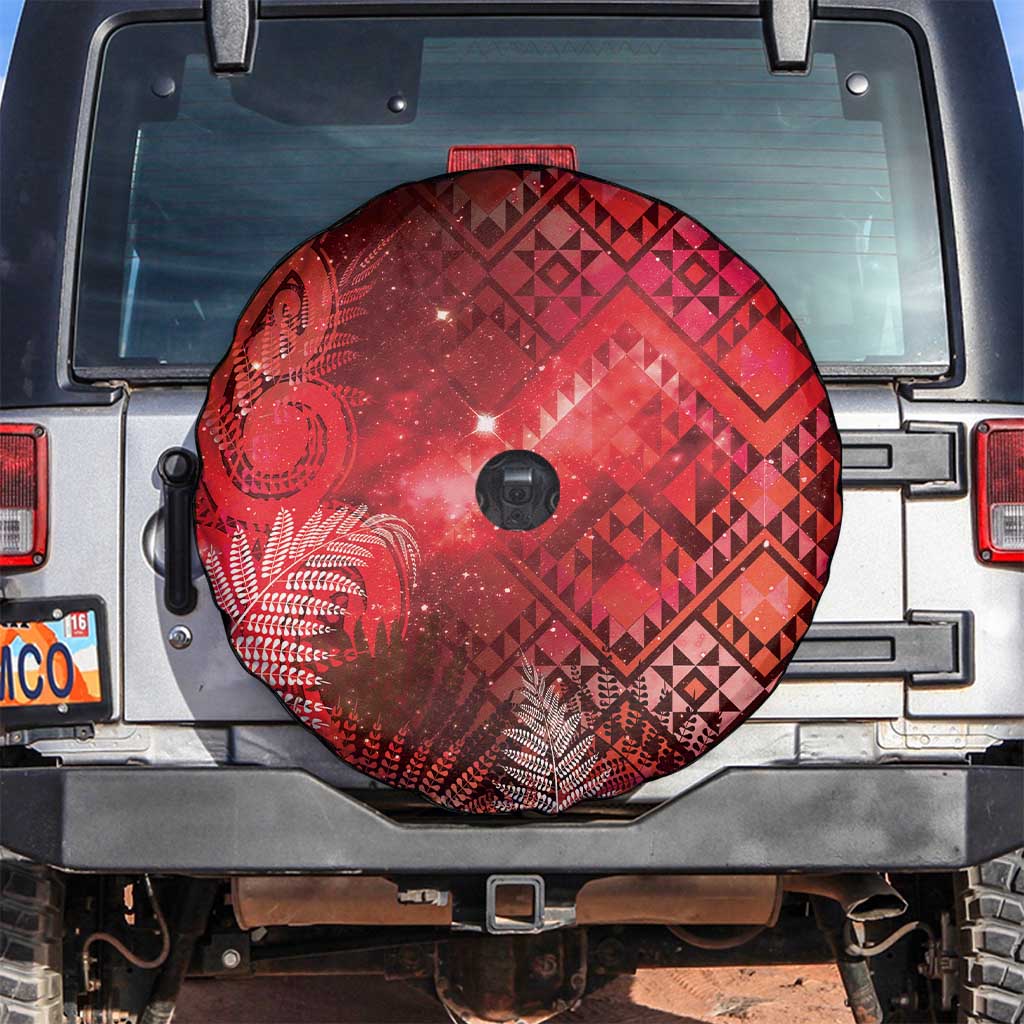 Aotearoa Taniko Matariki Spare Tire Cover Cosmic Red LT7 Red - Polynesian Pride