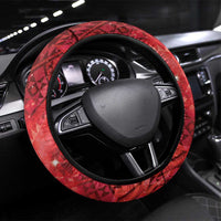 Aotearoa Taniko Matariki Steering Wheel Cover Cosmic Red LT7 Universal Fit Red - Polynesian Pride