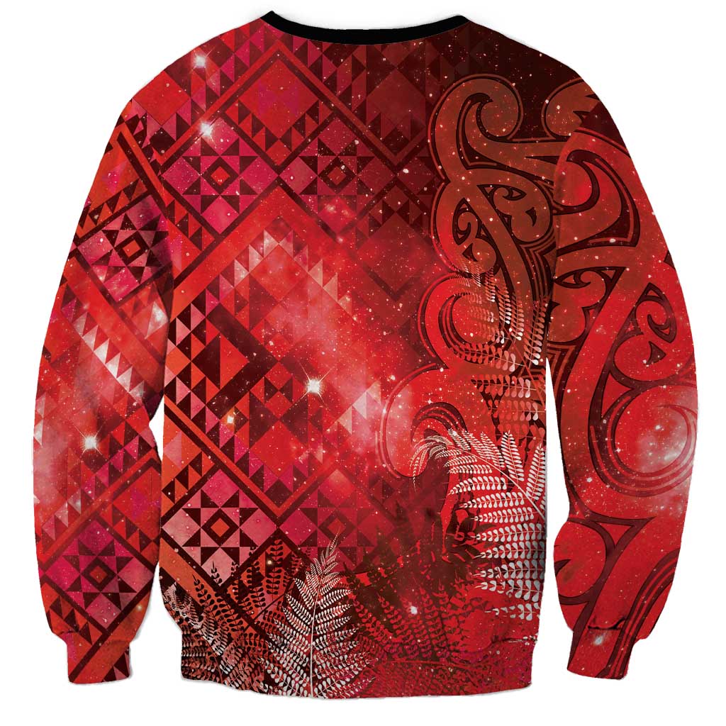 Aotearoa Taniko Matariki Sweatshirt Cosmic Red LT7 - Polynesian Pride