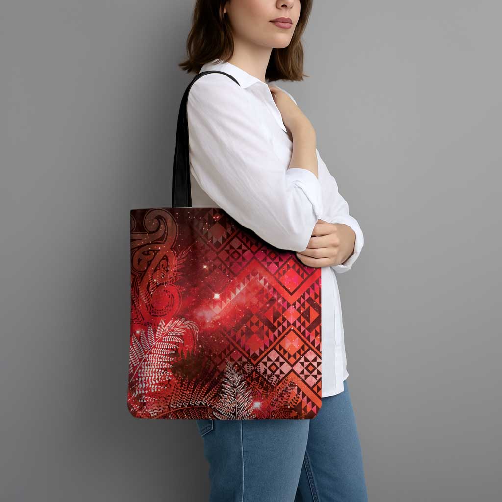 Aotearoa Taniko Matariki Tote Bag Cosmic Red LT7 - Polynesian Pride