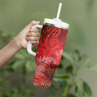 Aotearoa Taniko Matariki Tumbler With Handle Cosmic Red LT7 - Polynesian Pride