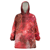 Aotearoa Taniko Matariki Wearable Blanket Hoodie Cosmic Red