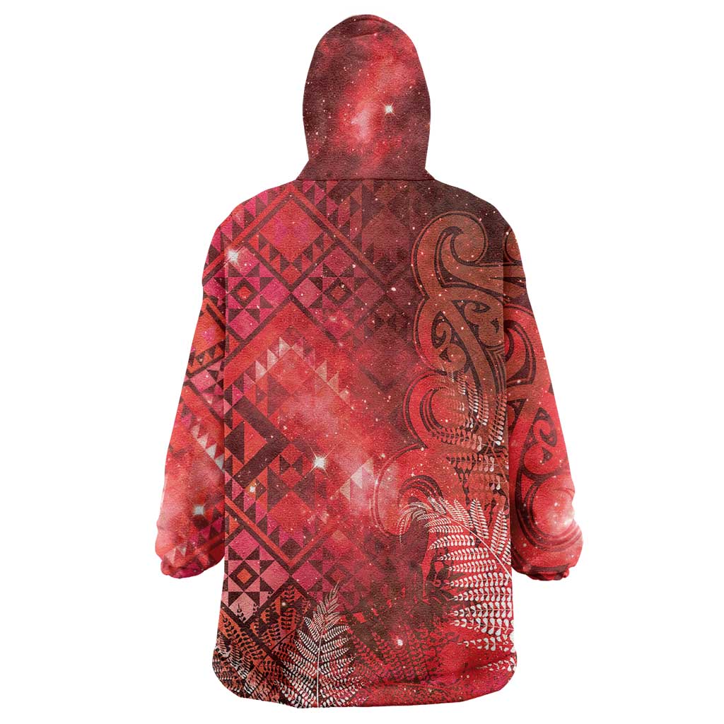 Aotearoa Taniko Matariki Wearable Blanket Hoodie Cosmic Red