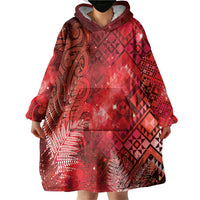 Aotearoa Taniko Matariki Wearable Blanket Hoodie Cosmic Red