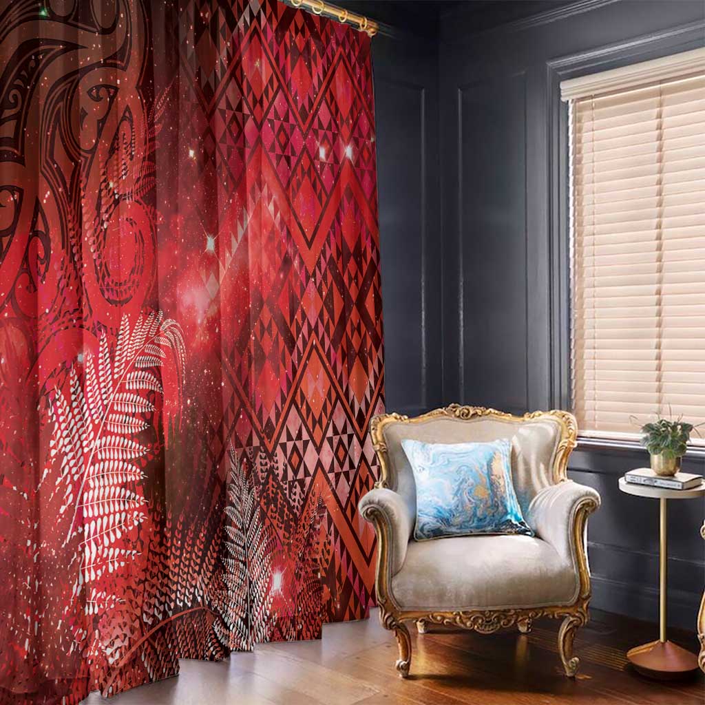 Aotearoa Taniko Matariki Window Curtain Cosmic Red LT7 - Polynesian Pride