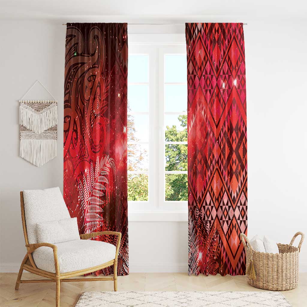 Aotearoa Taniko Matariki Window Curtain Cosmic Red LT7 - Polynesian Pride