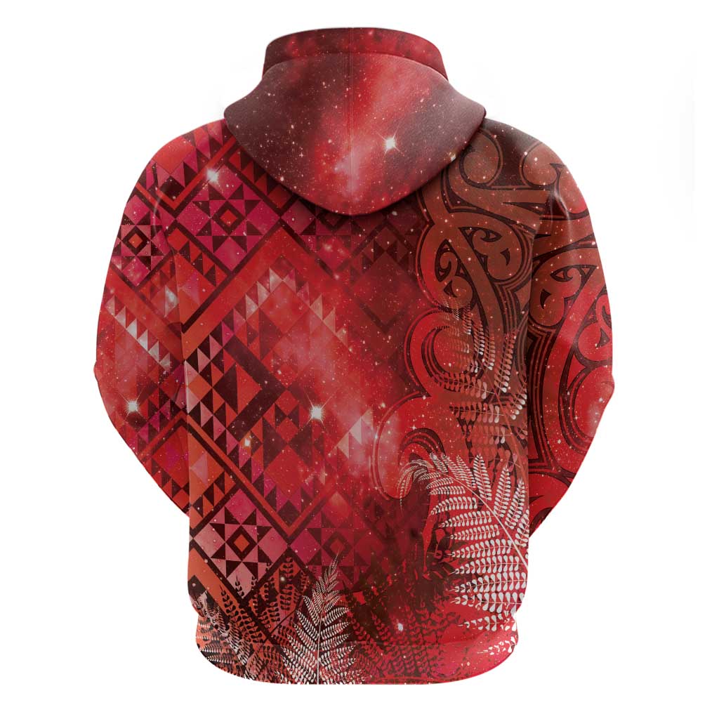 Aotearoa Taniko Matariki Zip Hoodie Cosmic Red LT7 - Polynesian Pride