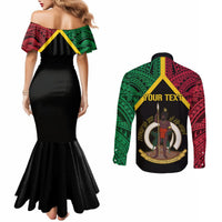 Vanuatu 44th Independence Anniversary Couples Matching Mermaid Dress and Long Sleeve Button Shirt LT7 - Polynesian Pride