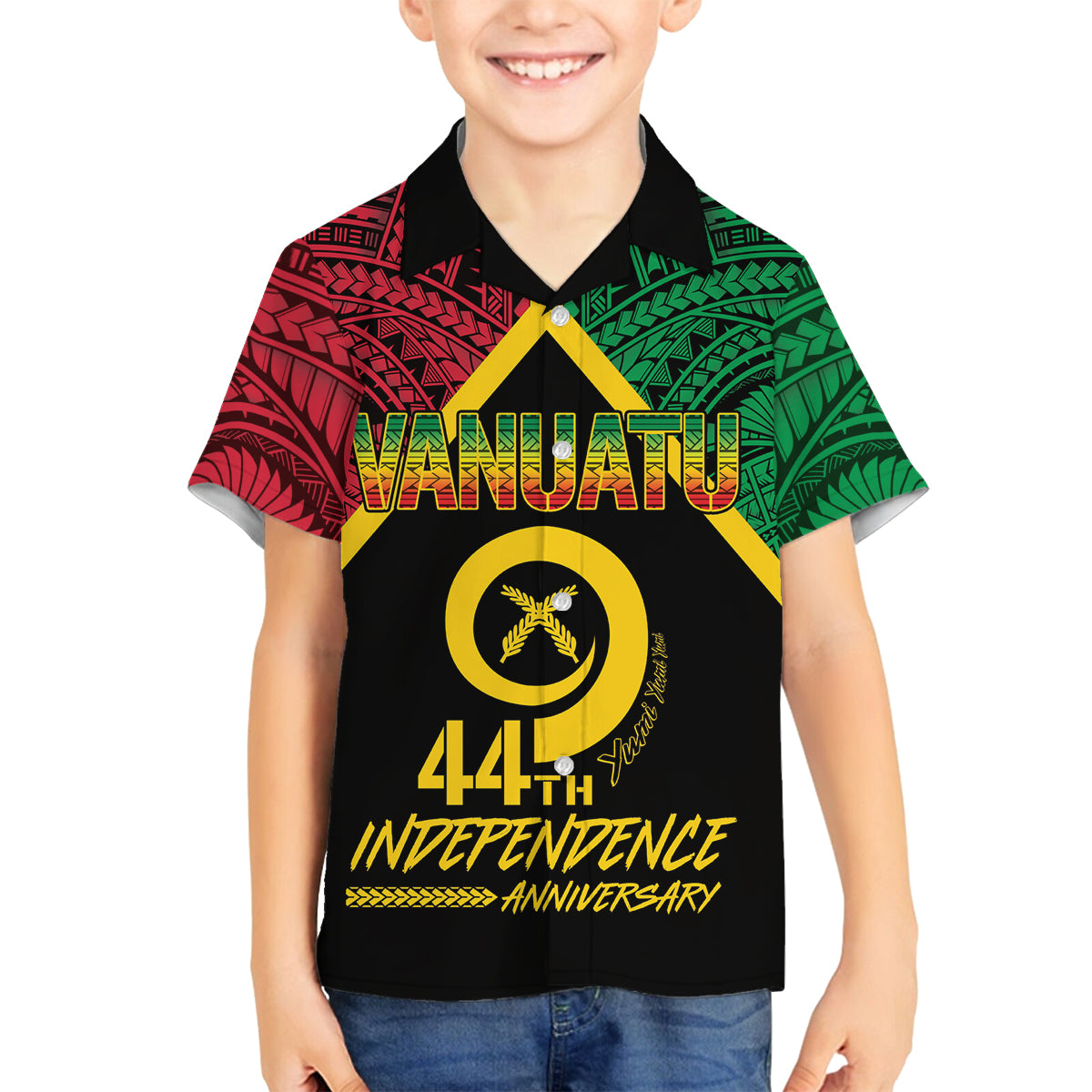 Vanuatu 44th Independence Anniversary Family Matching Off Shoulder Short Dress and Hawaiian Shirt LT7 Son's Shirt Colorful - Polynesian Pride