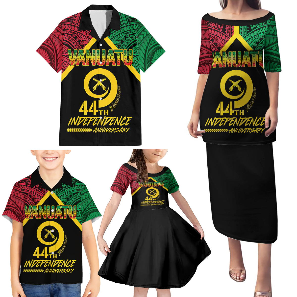 Vanuatu 44th Independence Anniversary Family Matching Puletasi and Hawaiian Shirt LT7 - Polynesian Pride