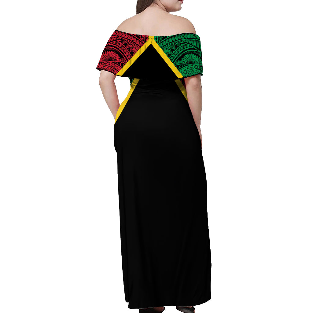 Vanuatu 44th Independence Anniversary Off Shoulder Maxi Dress LT7 - Polynesian Pride