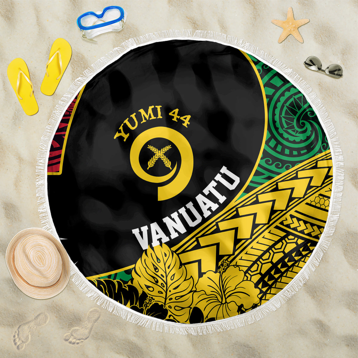 Vanuatu Independence Day Yumi 44 Beach Blanket LT7 One Size 150cm Colorful - Polynesian Pride