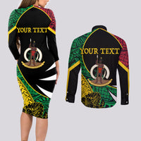 Vanuatu Independence Day Yumi 44 Couples Matching Long Sleeve Bodycon Dress and Long Sleeve Button Shirt LT7 - Polynesian Pride