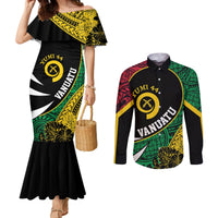 Vanuatu Independence Day Yumi 44 Couples Matching Mermaid Dress and Long Sleeve Button Shirt LT7 Colorful - Polynesian Pride