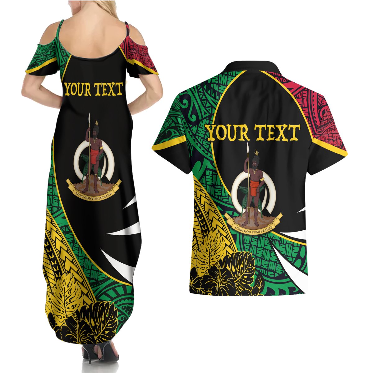 Vanuatu Independence Day Yumi 44 Couples Matching Summer Maxi Dress and Hawaiian Shirt LT7 - Polynesian Pride