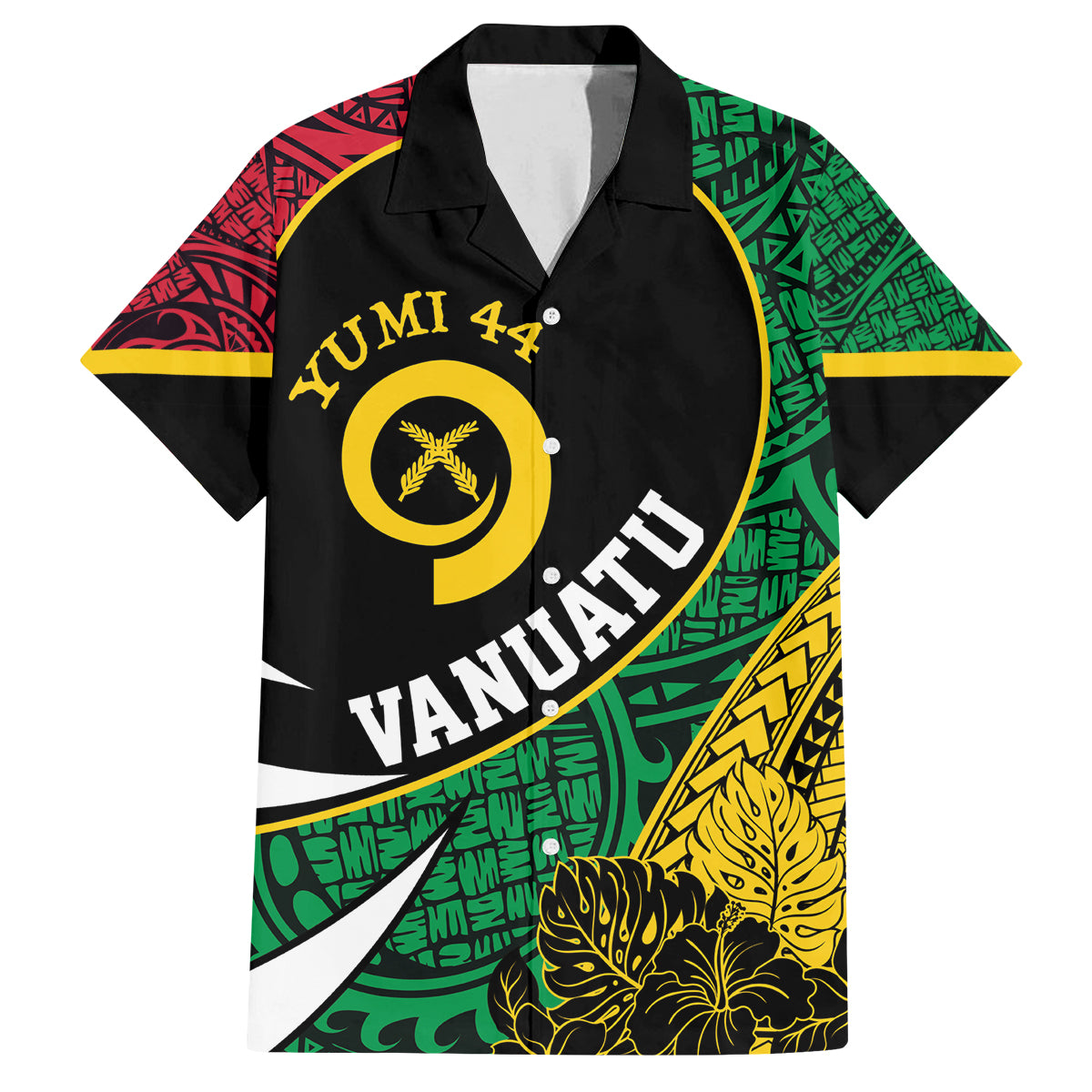 Vanuatu Independence Day Yumi 44 Family Matching Puletasi and Hawaiian Shirt LT7 Dad's Shirt - Short Sleeve Colorful - Polynesian Pride